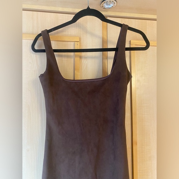 New!!! Missguided Chocolate Brown Faux Suede MIDI Cut-Out Dress Size 2 - Picture 4 of 12